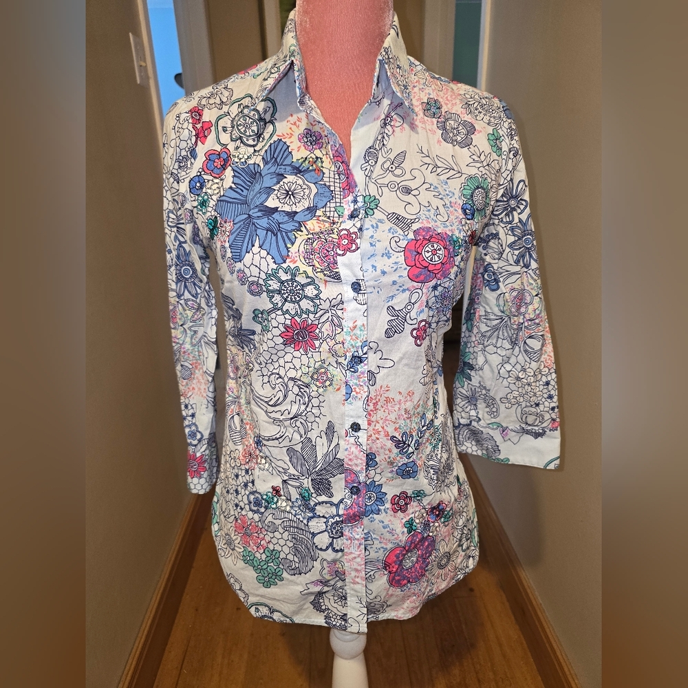 Robert Graham Multicolor Floral Women's Blouse